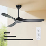 Addlon Outdoor Ceiling Fan, 60 inch White/Black Fan with Remote Control, 6 Speeds, Reversible DC Motor, Noiseless, Modern Ceiling Fans without Light for Patio,Gazebo, Bedroom, Balcony, Living Room