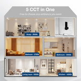 6 Pack 6 Inch 5CCT Ultra-Thin LED Recessed Ceiling Light with Junction Box, Dimmable Canless Wafer Downlight, 12W, 1050LM Brightness, ETL&FCC