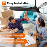 Addlon Outdoor Ceiling Fan, 60 inch White/Black Fan with Remote Control, 6 Speeds, Reversible DC Motor, Noiseless, Modern Ceiling Fans without Light for Patio,Gazebo, Bedroom, Balcony, Living Room