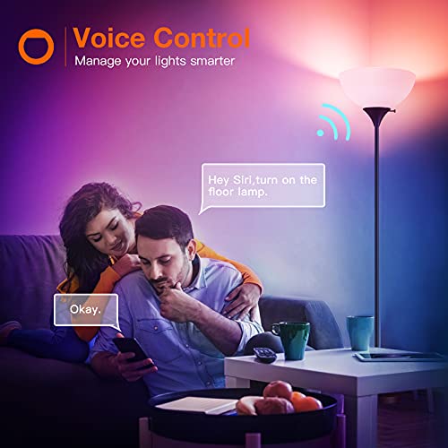 addlon - Floor lamp, Standing Tall Lamp, Pole Lamp with RGB Smart Bulbs for Living Room, Office, Bedroom, Torchiere Decro Floor Lamps