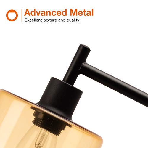 addlon LED Floor Lamp, with Hanging Glass Lamp Shade and LED Bulb for Bedroom and Living Room, Modern Standing Industrial Lamp Tall Pole Lamp for Office, Tawny