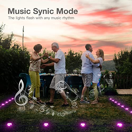 addlon Outdoor Ground Lights, 48ft Multicolor Smart Pathway Lights, 15Pack IP65 Waterproof Smart Landscape Lighting, App Control Walkway Lights with 8 Scene Modes Patio Light for Yard Garden