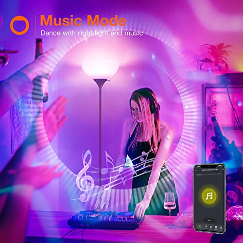 addlon - Floor lamp, Standing Tall Lamp, Pole Lamp with RGB Smart Bulbs for Living Room, Office, Bedroom, Torchiere Decro Floor Lamps