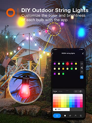 addlon 96FT Color Changing Smart Outdoor String Lights with Remote & APP Control, Customize Color Patio Lights