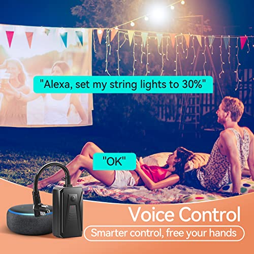 addlon Outdoor Smart Plug Dimmer Switch for Dimmable Lights, String Lights, APP Remote Control Max 400W IP54 Compatible with Alexa and Google Home ETL FCC Certified 2.4Ghz WiFi